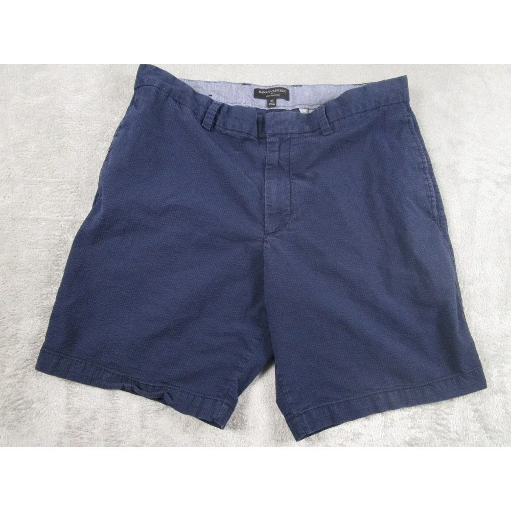 Banana Republic Shorts Mens 35 Blue Seersucker Aiden Club‎ Preppy Pockets